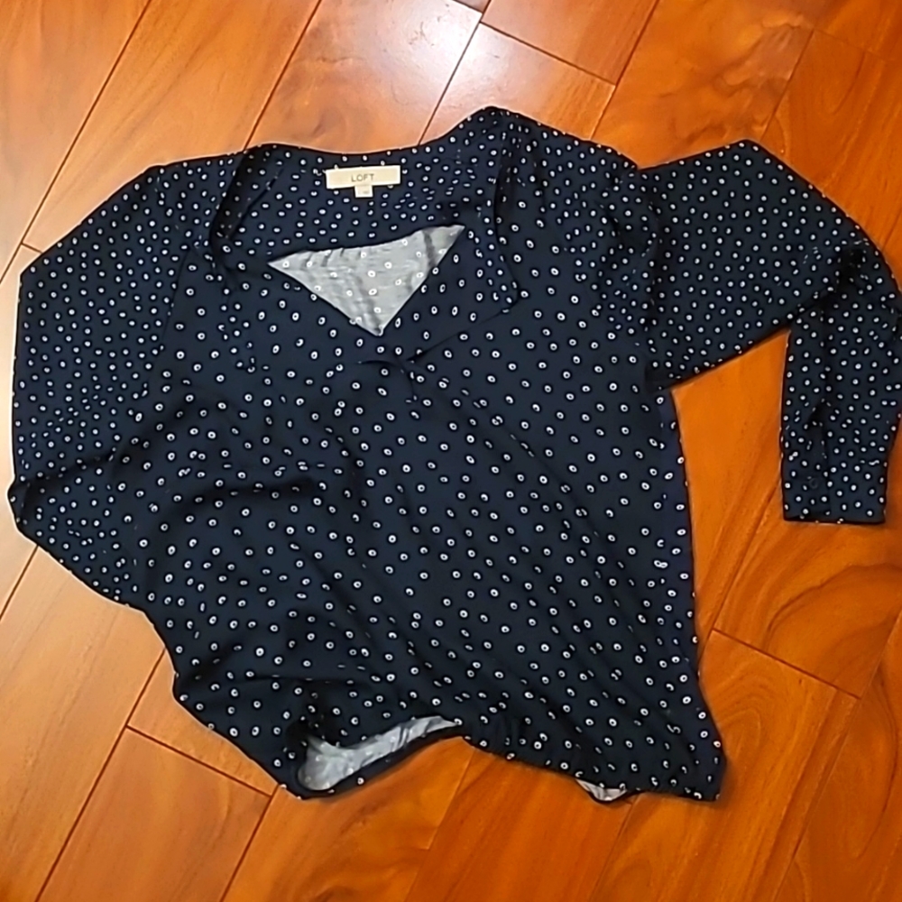 Polka dot blouse Loft size small